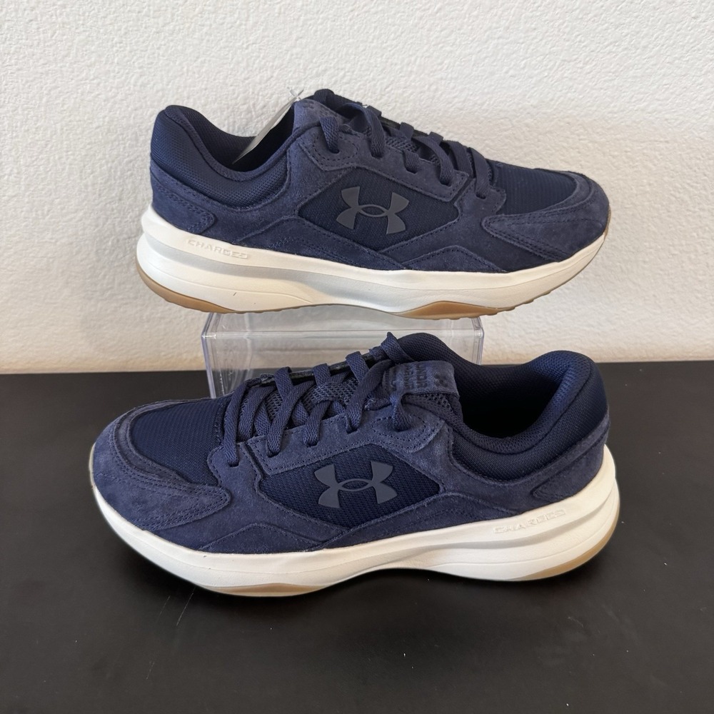 Under Armour Men Edge Suede Midnight Navy Casual Shoes 8.5 3027731-411 NWB - Picture 2 of 12
